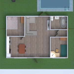 planos casa cuarto de baño dormitorio cocina exterior 3d