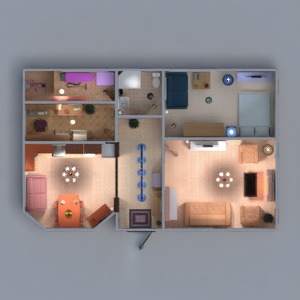 floorplans maison meubles salle de bains cuisine salle à manger 3d