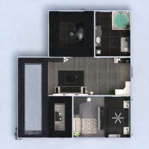 planos apartamento muebles decoración cuarto de baño dormitorio salón cocina descansillo 3d