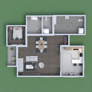 floorplans 独栋别墅 卧室 客厅 厨房 户外 3d