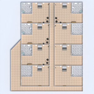 planos terraza cuarto de baño dormitorio descansillo 3d