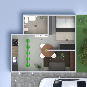 planos casa cuarto de baño dormitorio cocina paisaje 3d