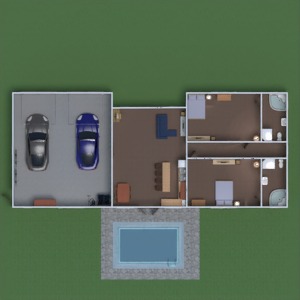 floorplans sypialnia pokój dzienny kuchnia na zewnątrz krajobraz 3d