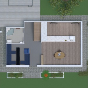 floorplans namas vonia miegamasis svetainė valgomasis 3d