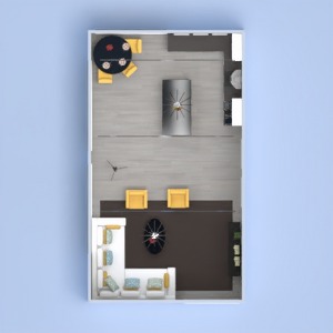 floorplans dekoras svetainė virtuvė apšvietimas 3d