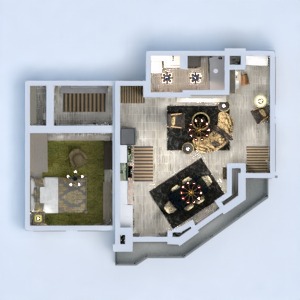 floorplans meble pokój dzienny mieszkanie typu studio 3d