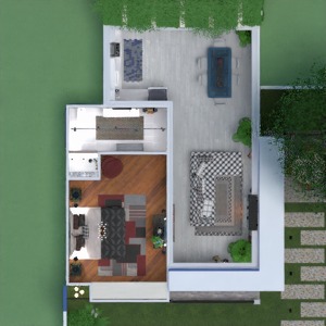 floorplans namas miegamasis virtuvė eksterjeras renovacija 3d
