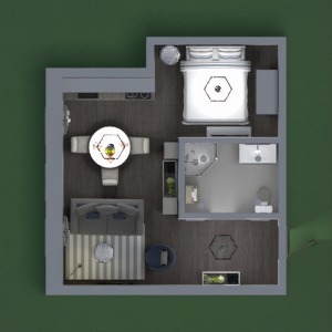 planos casa cuarto de baño dormitorio cocina comedor 3d