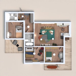 planos apartamento cuarto de baño dormitorio trastero estudio 3d