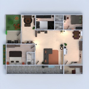 planos casa terraza muebles reforma 3d