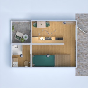 floorplans butas vonia miegamasis virtuvė studija 3d