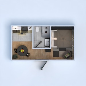 planos apartamento cuarto de baño dormitorio cocina estudio 3d