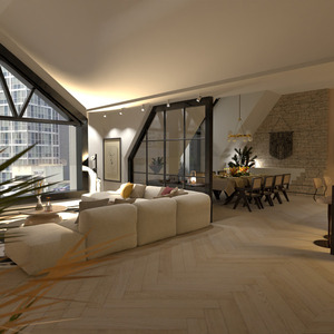 floorplans mieszkanie meble pokój dzienny kuchnia oświetlenie 3d