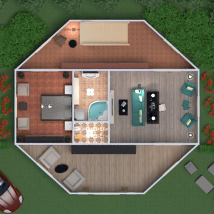 planos casa terraza cuarto de baño dormitorio salón cocina reforma paisaje comedor descansillo 3d