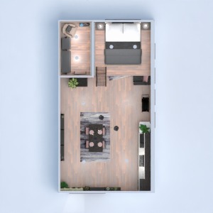 planos apartamento decoración salón cocina 3d