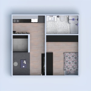 floorplans apartamento quarto cozinha 3d