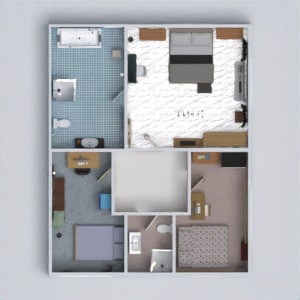 planos apartamento terraza cocina habitación infantil paisaje 3d