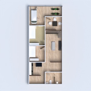 floorplans vaikų kambarys virtuvė miegamasis namas terasa 3d