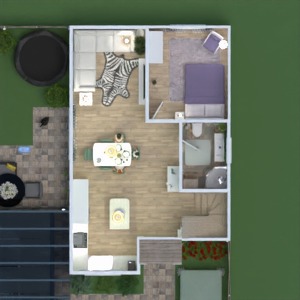 planos comedor casa apartamento cocina cuarto de baño 3d