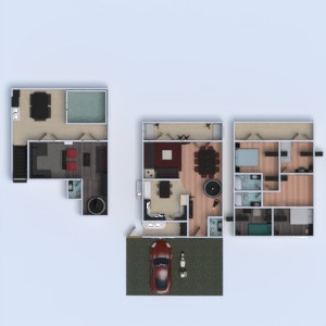 floorplans 独栋别墅 露台 家具 装饰 浴室 卧室 客厅 车库 厨房 3d