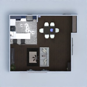 planos apartamento muebles decoración salón cocina 3d