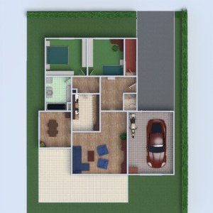 floorplans namas baldai vonia miegamasis svetainė garažas vaikų kambarys 3d