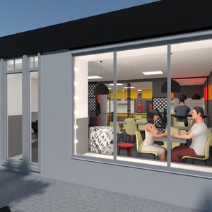 planos muebles iluminación reforma cafetería estudio 3d