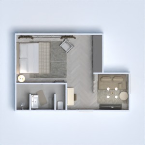 floorplans meble oświetlenie przechowywanie mieszkanie typu studio 3d
