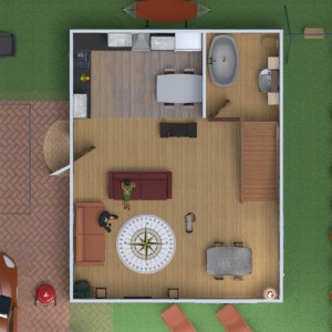 floorplans namas vonia garažas virtuvė valgomasis 3d