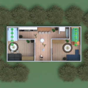 planos apartamento cocina habitación infantil 3d