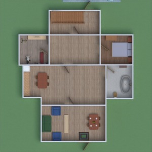 floorplans baldai dekoras vonia miegamasis svetainė 3d