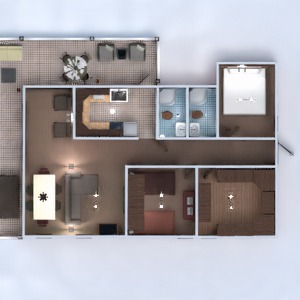 floorplans appartement meubles décoration salle de bains chambre à coucher salon eclairage maison architecture espace de rangement 3d