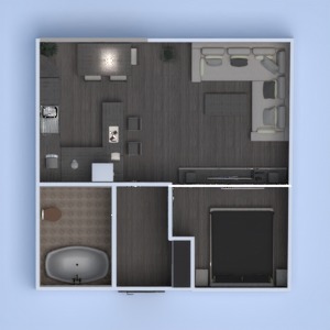 progetti appartamento camera da letto saggiorno cucina monolocale 3d