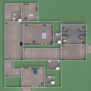 floorplans 独栋别墅 车库 户外 办公室 储物室 3d