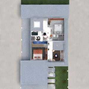 floorplans casa varanda inferior mobílias garagem cozinha 3d
