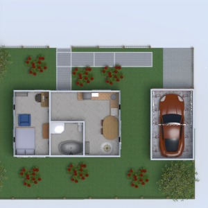 planos apartamento dormitorio garaje cocina exterior 3d