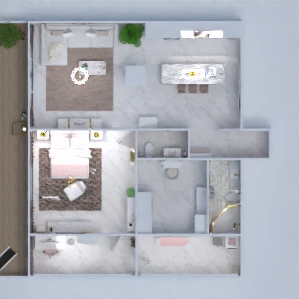 floor plans butas vonia miegamasis svetainė virtuvė 3d