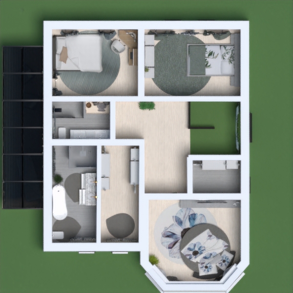 floor plans cozinha quarto varanda inferior utensílios domésticos quarto infantil 3d