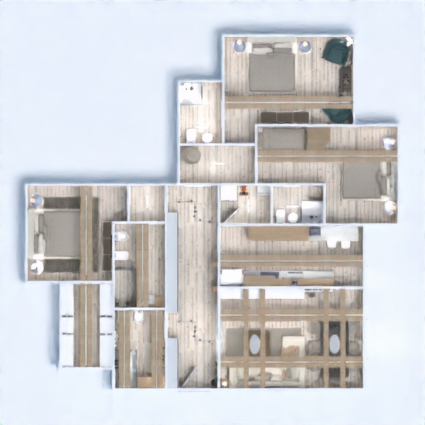 floor plans appartement meubles chambre à coucher salon cuisine 3d