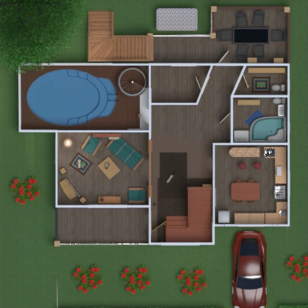 (updated) 2 story house with a pool and a tree on a backyard #2818120 by Constantine Stoyanov
