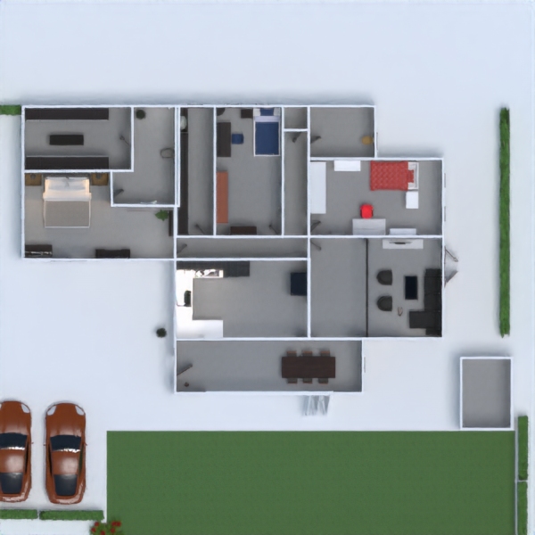 floor plans garažas vonia virtuvė 3d