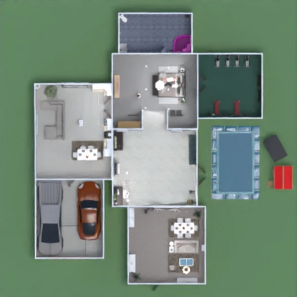 floor plans casa quarto cozinha área externa escritório 3d