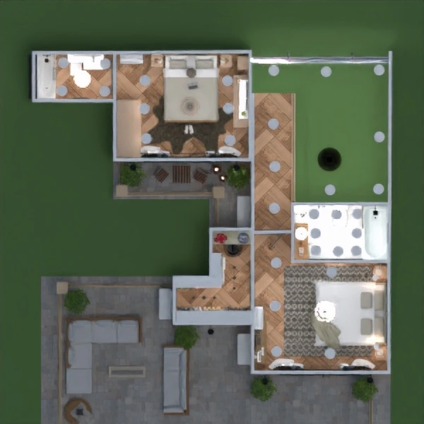 floor plans casa salón garaje paisaje hogar 3d