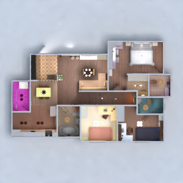 floor plans apartment house furniture decor bathroom bedroom living room dining room entryway 3d