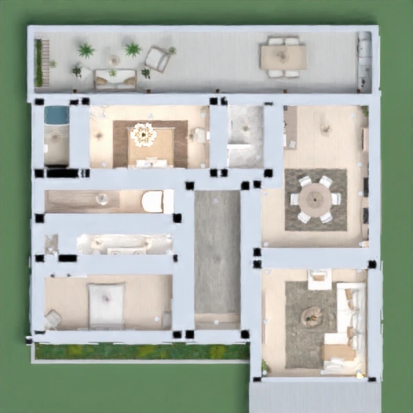 floor plans wejście łazienka taras kuchnia pokój dzienny 3d