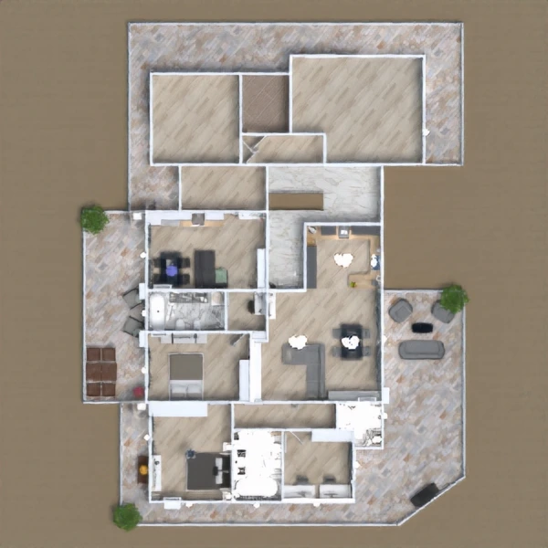 floor plans mieszkanie taras meble na zewnątrz architektura 3d