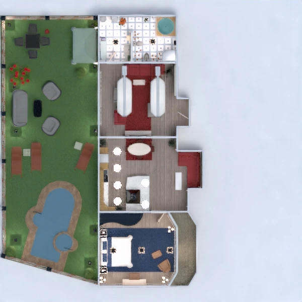 floor plans namas vonia miegamasis svetainė virtuvė 3d