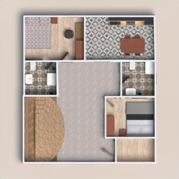 floor plans namas vonia virtuvė sandėliukas 3d