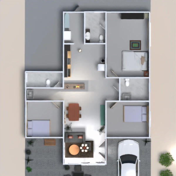 floor plans house terrace garage kitchen architecture 3d