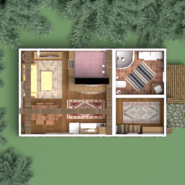 floor plans 厨房 户外 公寓 3d
